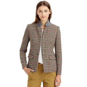 J.Crew Regent Houndstooth Wool Blazer with Jeweled Rhinestone Collar Size 4